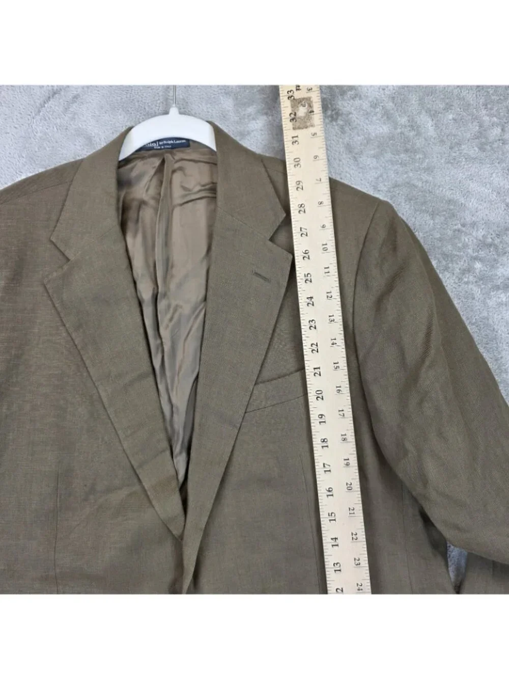 Polo By Ralph Lauren Suit Jacket Mens 44 Brown Flax Sport Coat Made In Italy VTG